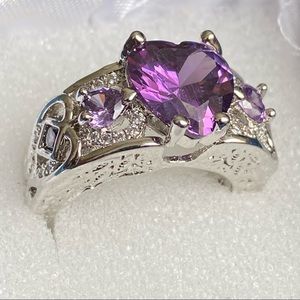Amethyst Purple Heart Ring
